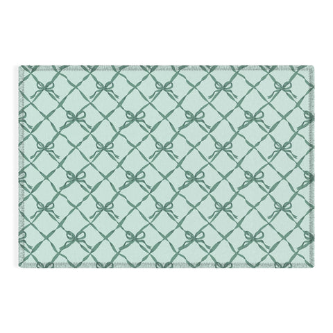 KrissyMast Green Trellis Ribbon Bows Outdoor Rug