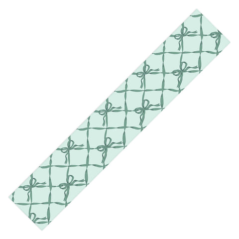 KrissyMast Green Trellis Ribbon Bows Table Runner
