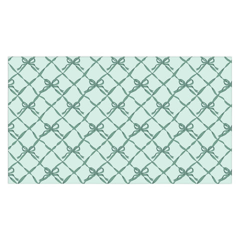 KrissyMast Green Trellis Ribbon Bows Tablecloth