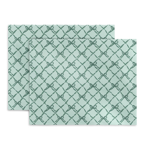 KrissyMast Green Trellis Ribbon Bows Placemat