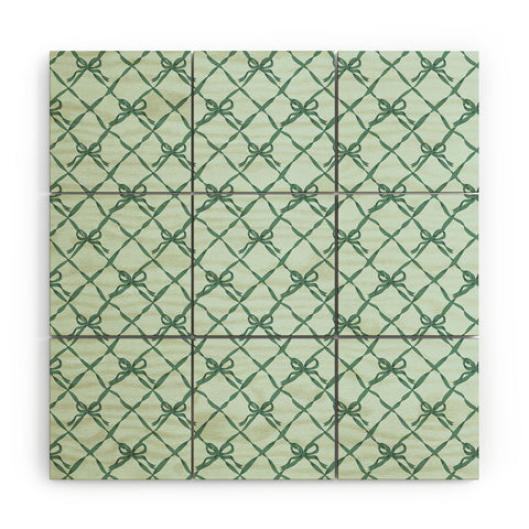 KrissyMast Green Trellis Ribbon Bows Wood Wall Mural