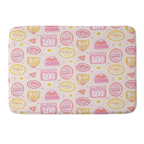 KrissyMast Groovy 70s Quote Patches Memory Foam Bath Mat