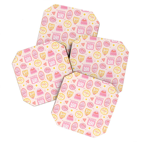 KrissyMast Groovy 70s Quote Patches Coaster Set