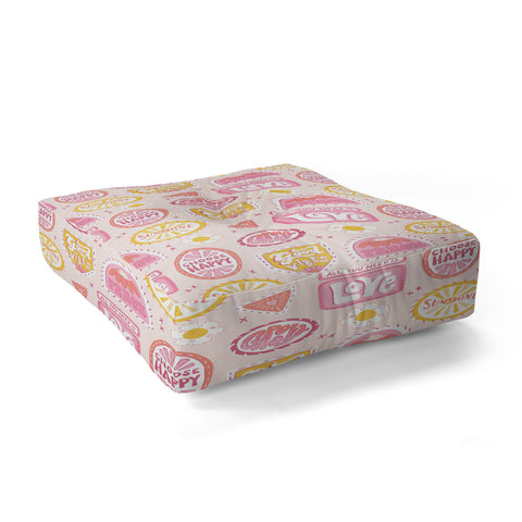 KrissyMast Groovy 70s Quote Patches Floor Pillow Square