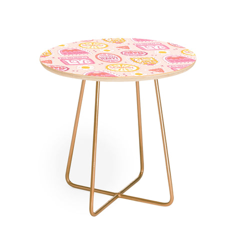 KrissyMast Groovy 70s Quote Patches Round Side Table