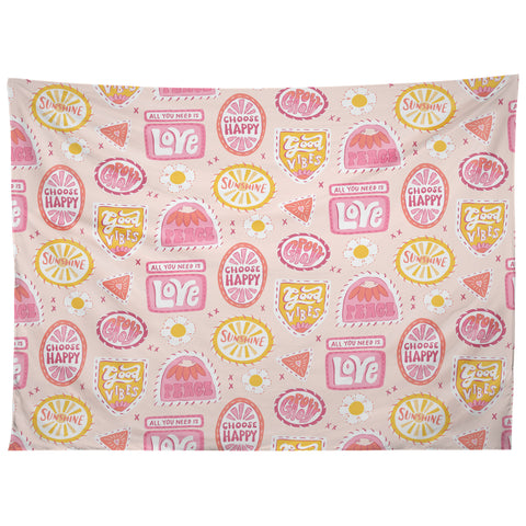 KrissyMast Groovy 70s Quote Patches Tapestry