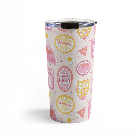 KrissyMast Groovy 70s Quote Patches Travel Mug