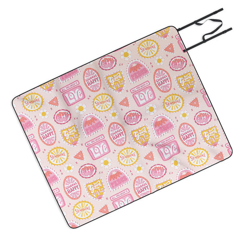 KrissyMast Groovy 70s Quote Patches Picnic Blanket