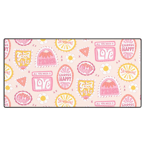 KrissyMast Groovy 70s Quote Patches Desk Mat