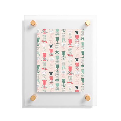 KrissyMast Holiday Bow Cocktails Floating Acrylic Print