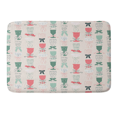 KrissyMast Holiday Bow Cocktails Memory Foam Bath Mat
