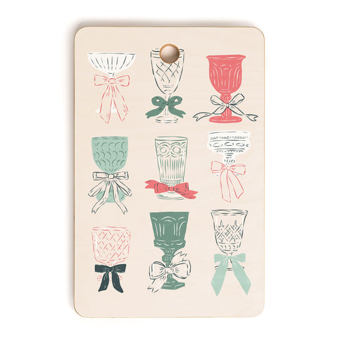 KrissyMast Holiday Bow Cocktails Cutting Board Rectangle