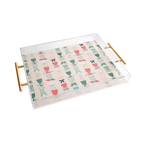 KrissyMast Holiday Bow Cocktails Acrylic Tray