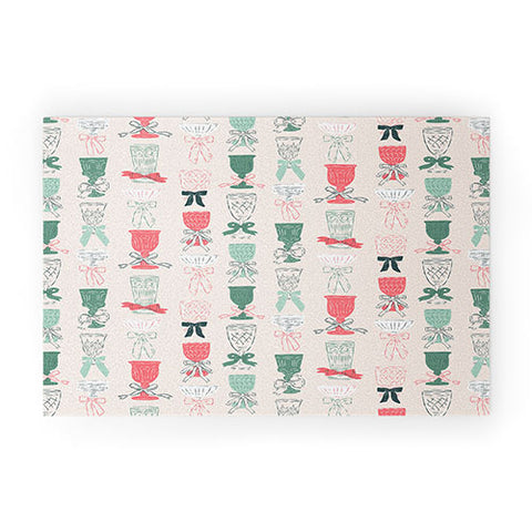 KrissyMast Holiday Bow Cocktails Welcome Mat
