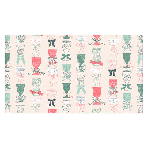 KrissyMast Holiday Bow Cocktails Tablecloth