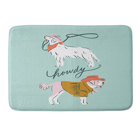 KrissyMast Howdy Western Cowboy Dogs Memory Foam Bath Mat