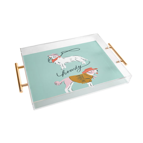 KrissyMast Howdy Western Cowboy Dogs Acrylic Tray