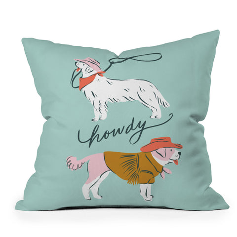 KrissyMast Howdy Western Cowboy Dogs Outdoor Throw Pillow