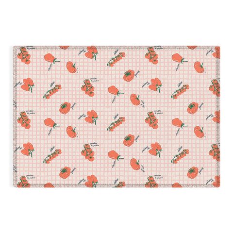KrissyMast Italian Tomatoes on Gingham Outdoor Rug