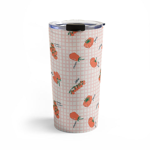 KrissyMast Italian Tomatoes on Gingham Travel Mug
