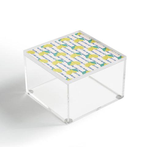 KrissyMast Lemons with Wavy Stripe Acrylic Box