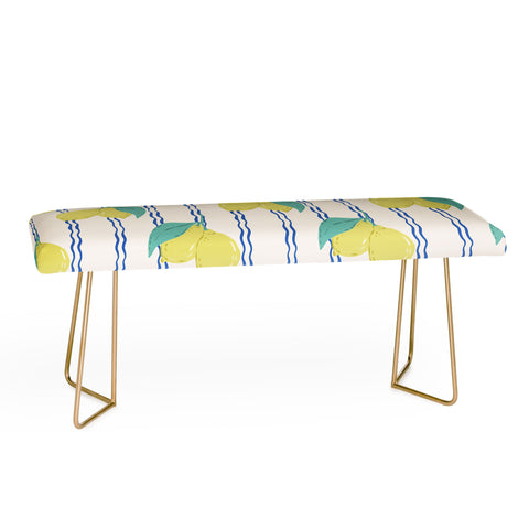 KrissyMast Lemons with Wavy Stripe Bench