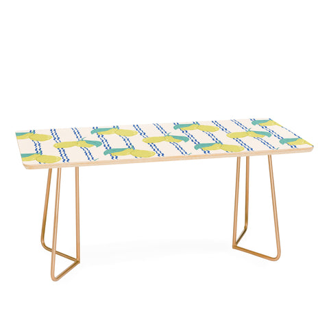 KrissyMast Lemons with Wavy Stripe Coffee Table