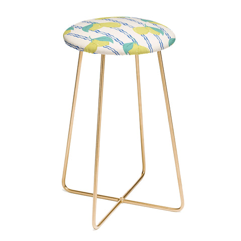 KrissyMast Lemons with Wavy Stripe Counter Stool