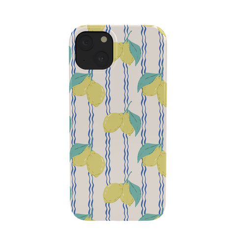 KrissyMast Lemons with Wavy Stripe Phone Case