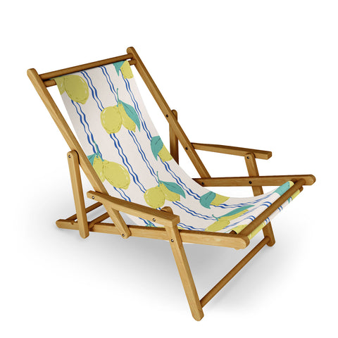 KrissyMast Lemons with Wavy Stripe Sling Chair