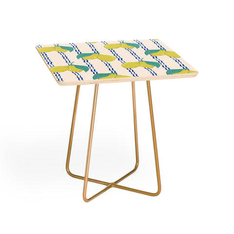 KrissyMast Lemons with Wavy Stripe Side Table