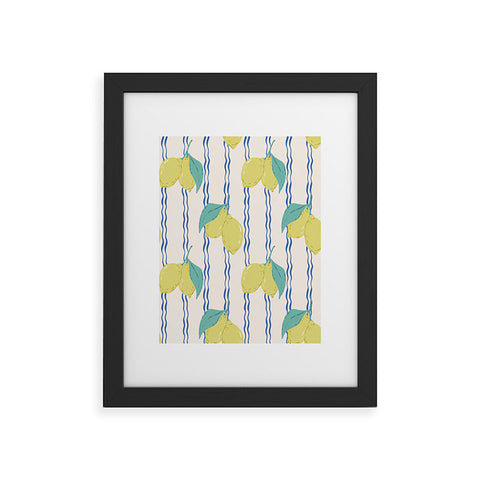 KrissyMast Lemons with Wavy Stripe Framed Art Print