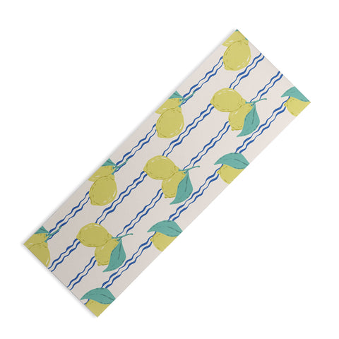 KrissyMast Lemons with Wavy Stripe Yoga Mat
