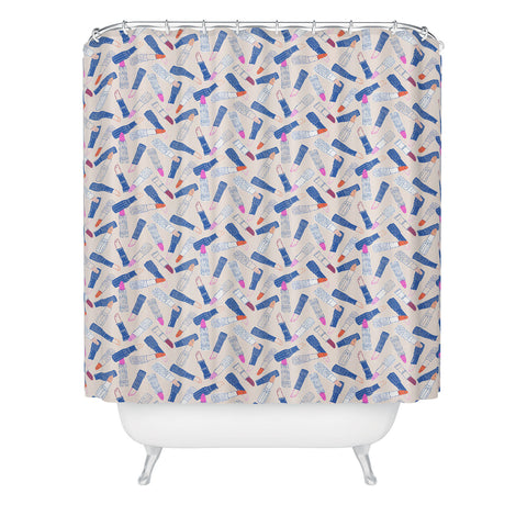 KrissyMast Lipstick Tubes Illustration Shower Curtain