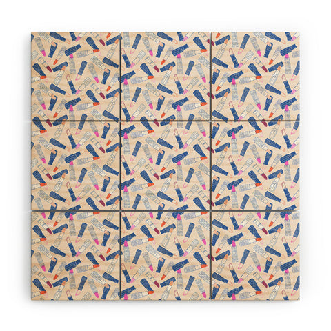 KrissyMast Lipstick Tubes Illustration Wood Wall Mural