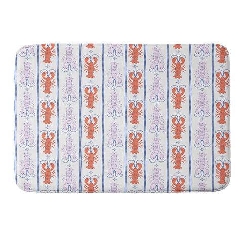 KrissyMast Lobster Stripe Pattern Memory Foam Bath Mat