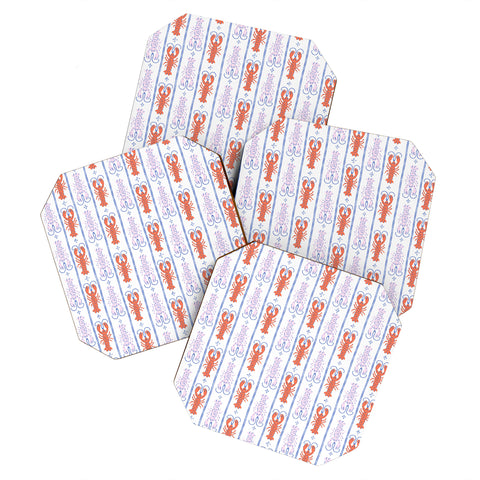 KrissyMast Lobster Stripe Pattern Coaster Set