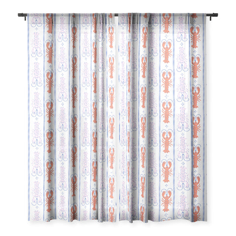 KrissyMast Lobster Stripe Pattern Sheer Window Curtain