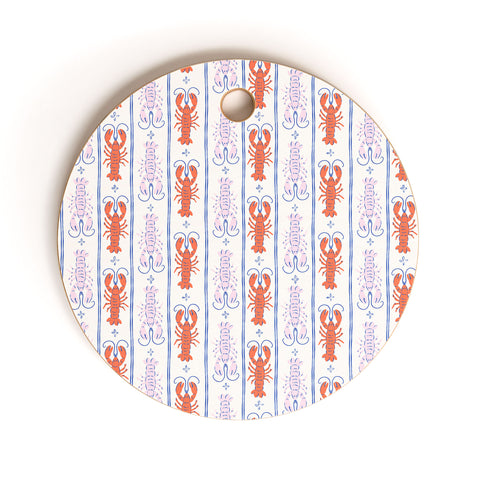 KrissyMast Lobster Stripe Pattern Cutting Board Round