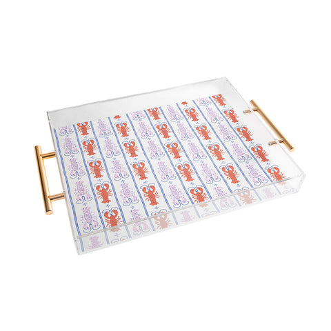 KrissyMast Lobster Stripe Pattern Acrylic Tray