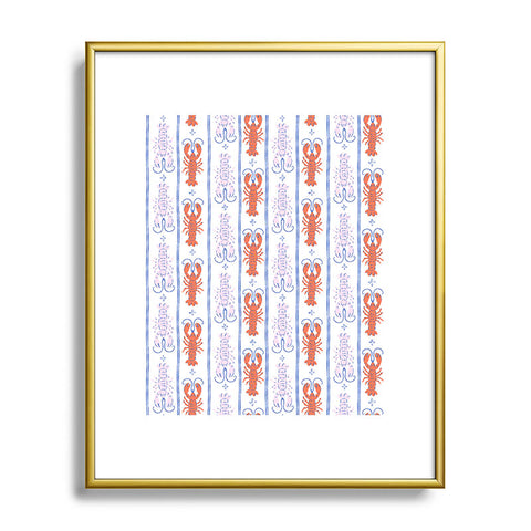 KrissyMast Lobster Stripe Pattern Metal Framed Art Print