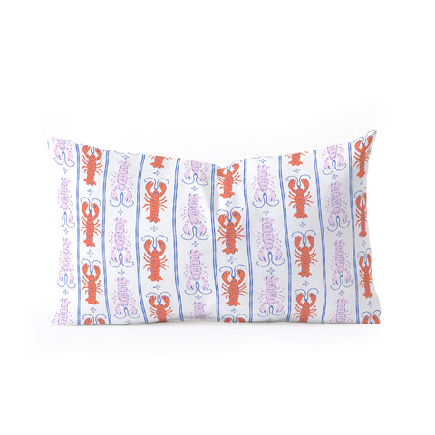 KrissyMast Lobster Stripe Pattern Oblong Throw Pillow