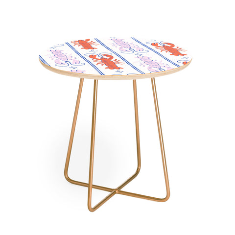 KrissyMast Lobster Stripe Pattern Round Side Table