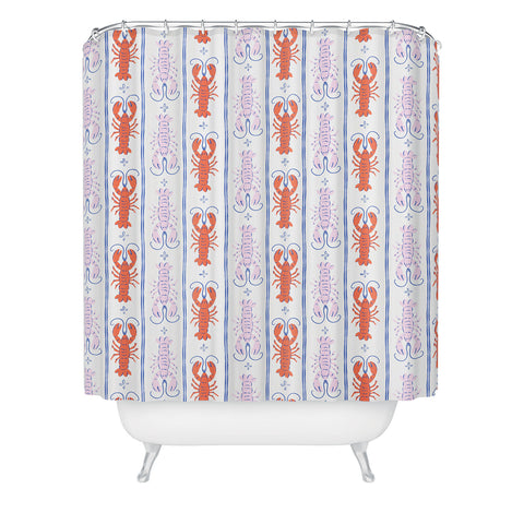 KrissyMast Lobster Stripe Pattern Shower Curtain