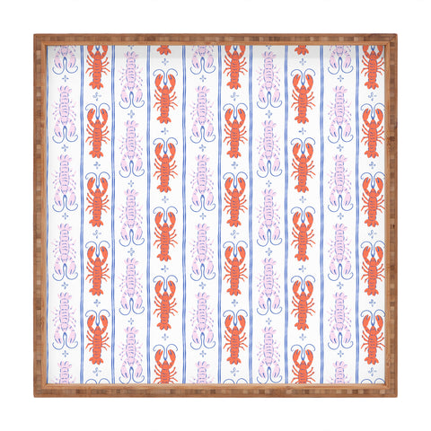 KrissyMast Lobster Stripe Pattern Square Tray