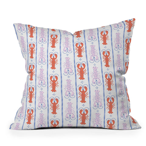 KrissyMast Lobster Stripe Pattern Outdoor Throw Pillow