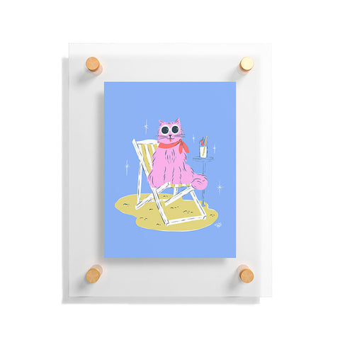 KrissyMast Pink Summer Cat Floating Acrylic Print