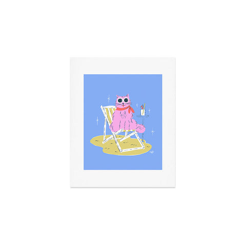 KrissyMast Pink Summer Cat Art Print