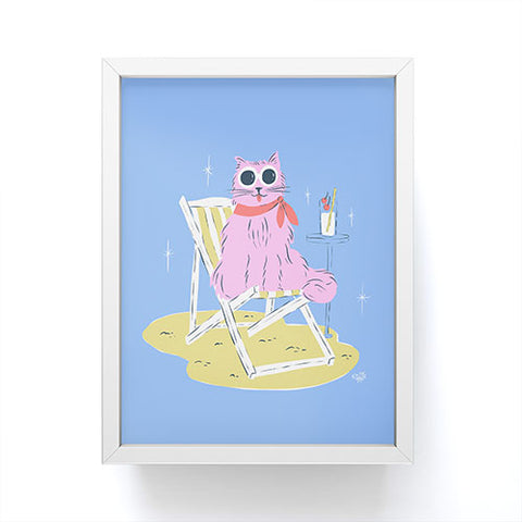 KrissyMast Pink Summer Cat Framed Mini Art Print
