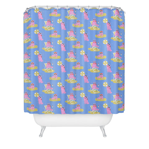 KrissyMast Pink Summer Cat Shower Curtain
